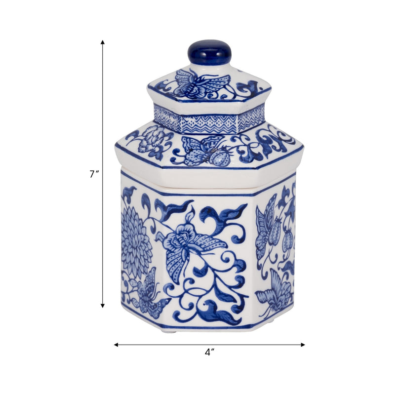 7" 6oz Sandalwood Myrrh Chinoiserie Cndle,blu/wht - Al Rugaib Furniture