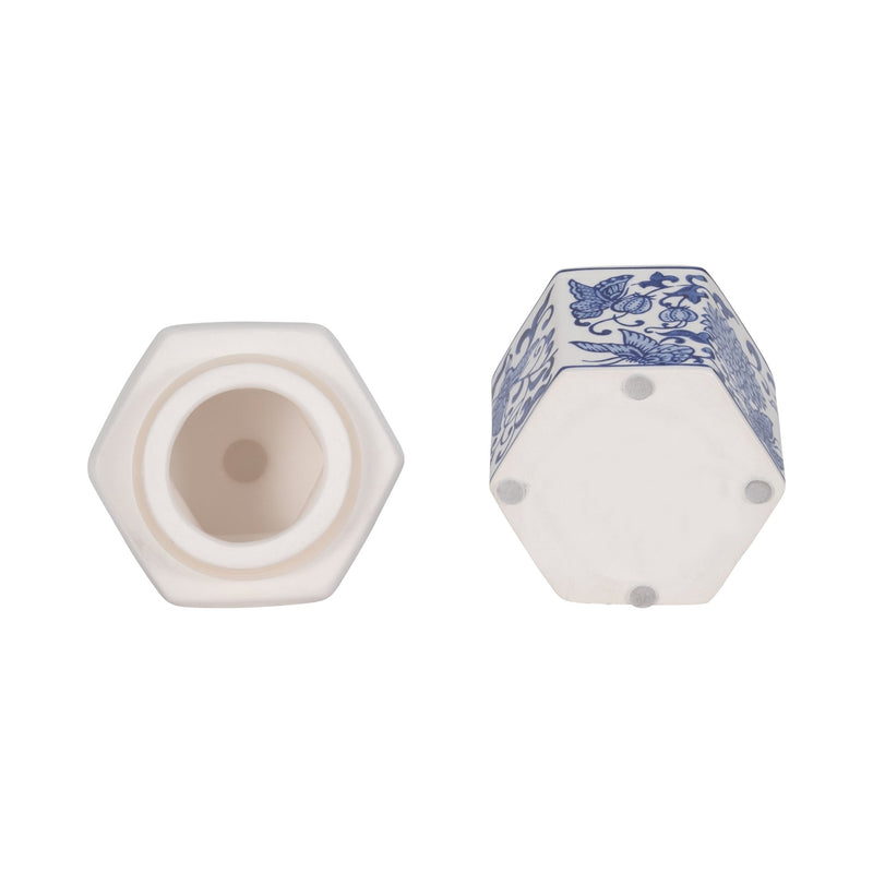 7" 6oz Sandalwood Myrrh Chinoiserie Cndle,blu/wht - Al Rugaib Furniture