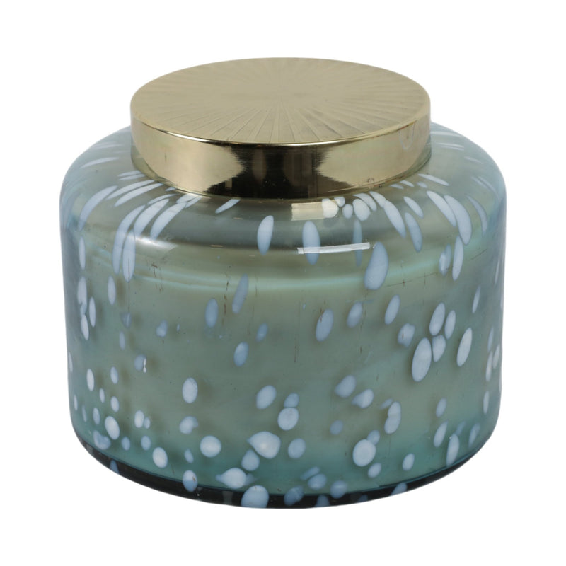 7" 71 Oz Jasmine Speckle Lidded Candle, Blue/gold - Al Rugaib Furniture