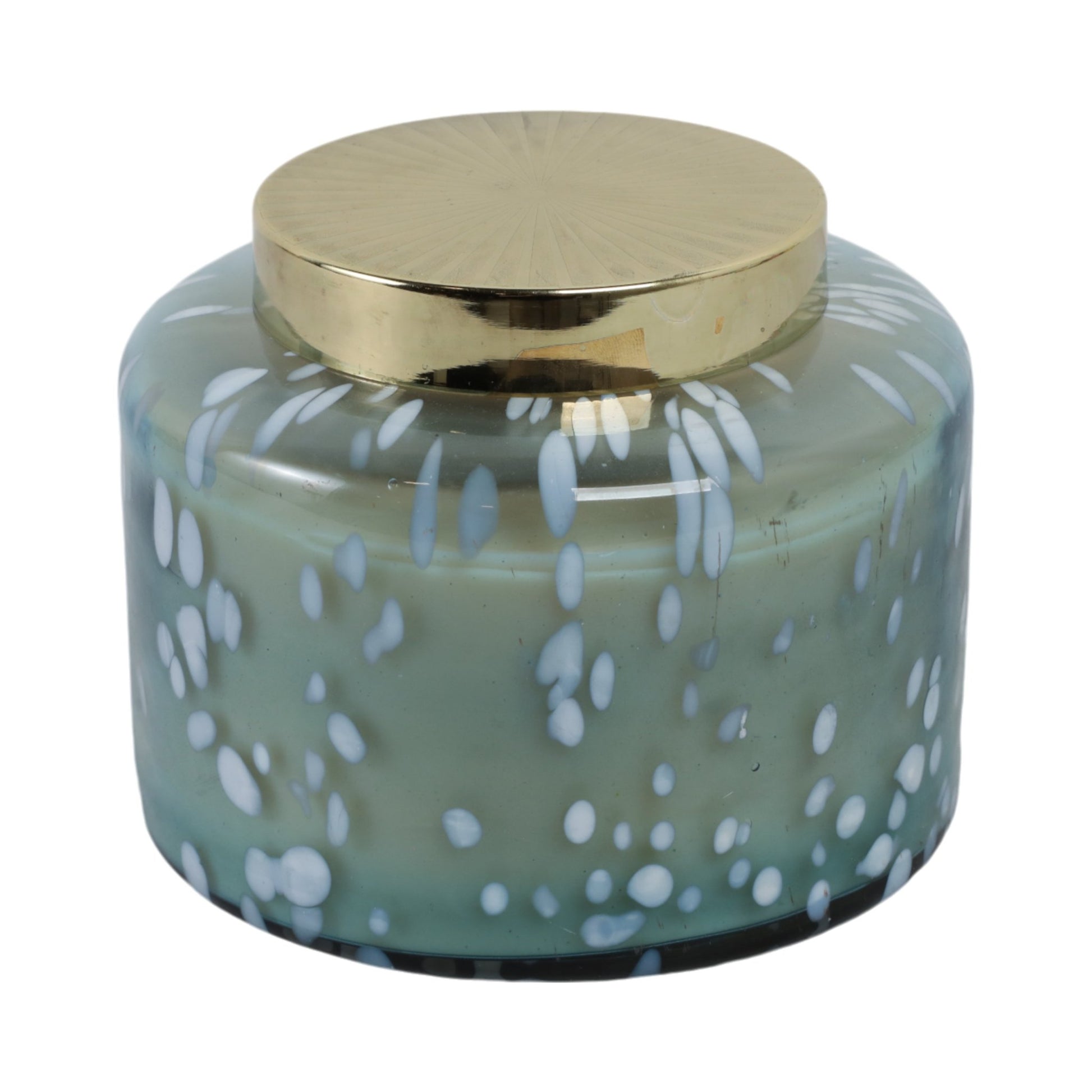 7" 71 Oz Jasmine Speckle Lidded Candle, Blue/gold Candle Holders| Sagebrook Home
