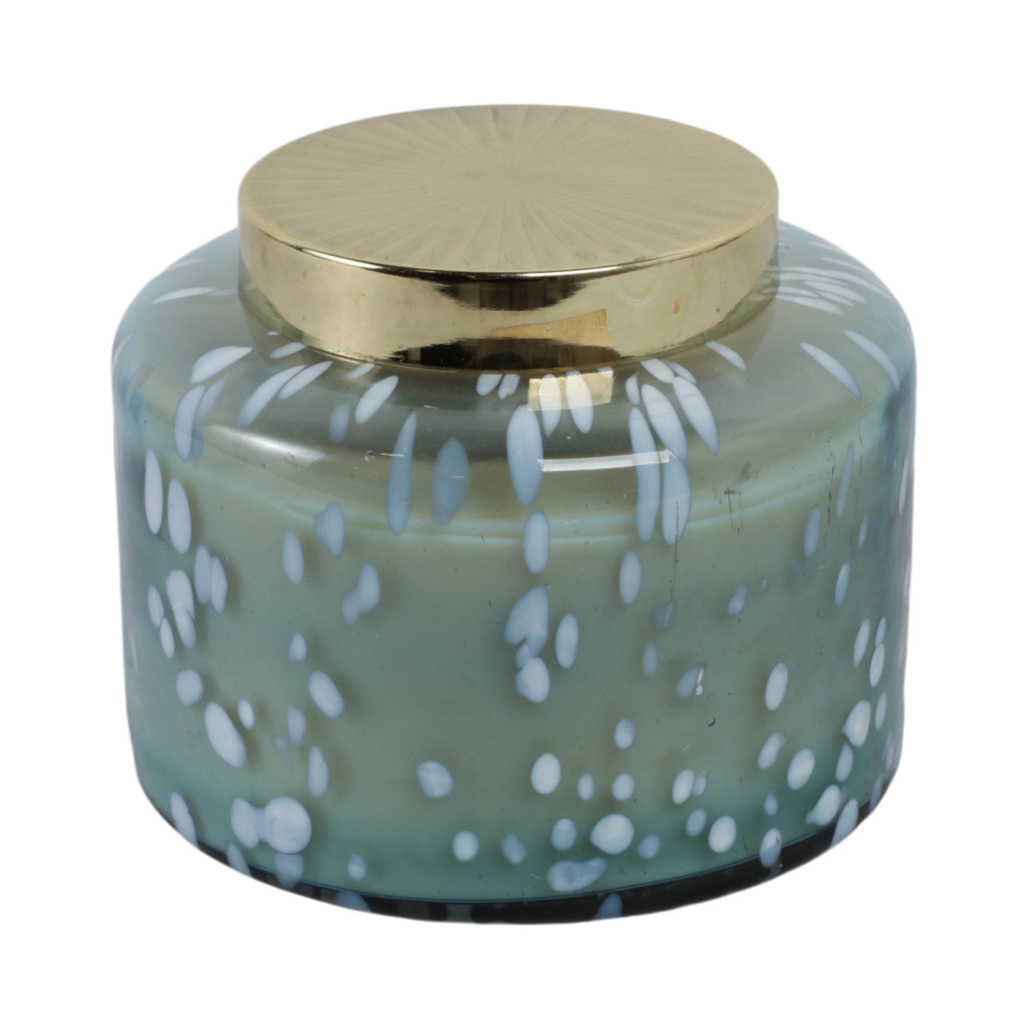 7" 71 Oz Jasmine Speckle Lidded Candle, Blue/gold Candle Holders| Sagebrook Home