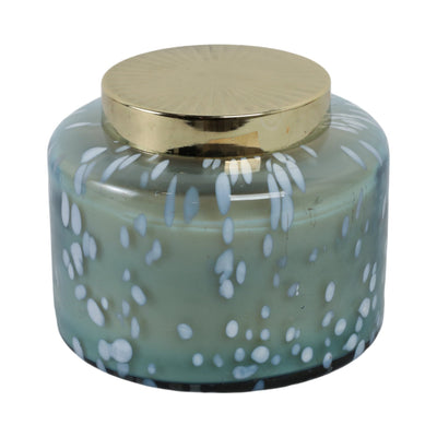 7" 71 Oz Jasmine Speckle Lidded Candle, Blue/gold - Al Rugaib Furniture