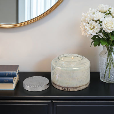 7" 71 Oz Lavender Speckle Lidded Candle, Lt Blue/s - Al Rugaib Furniture