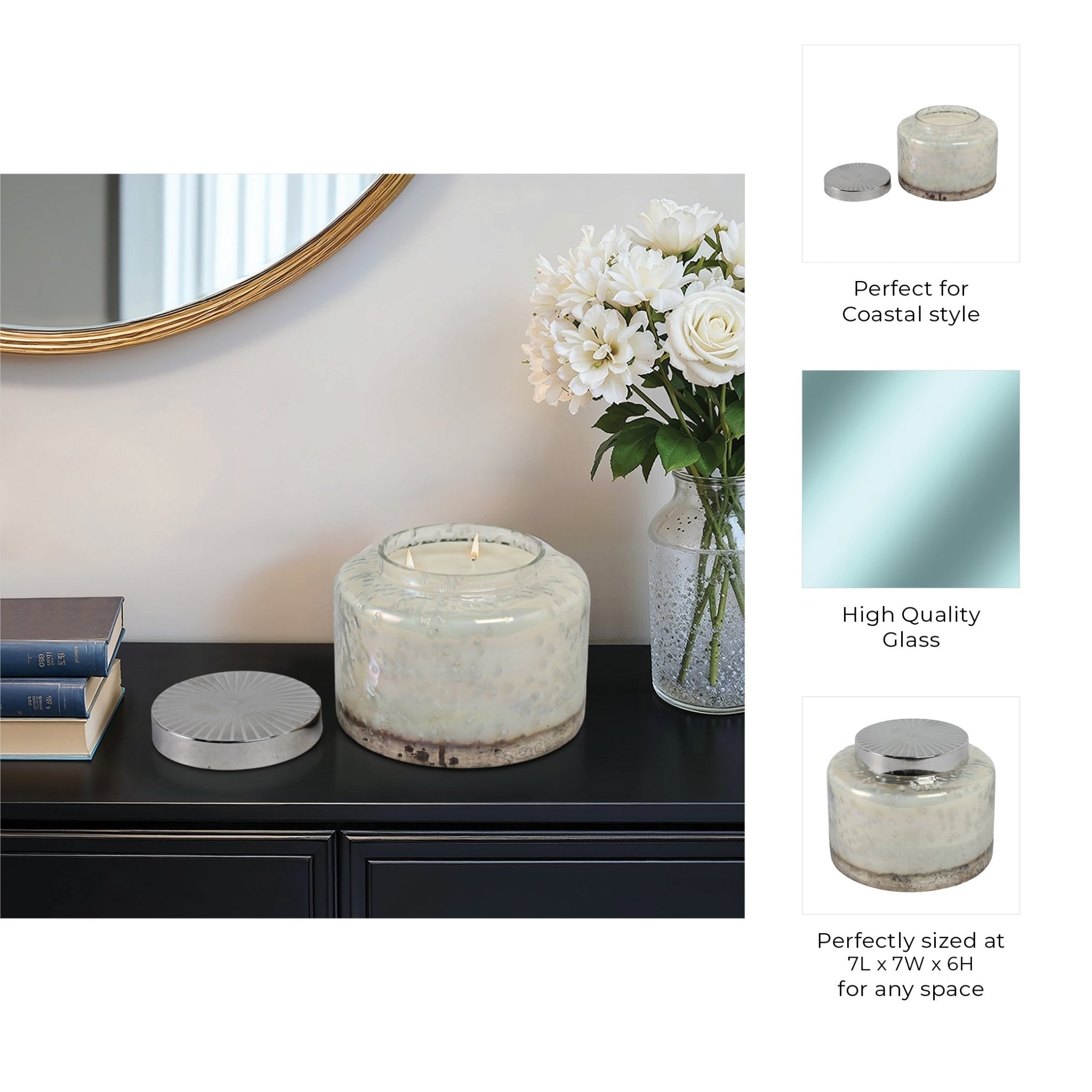 7" 71 Oz Lavender Speckle Lidded Candle, Lt Blue/s Candle Holders| Sagebrook Home