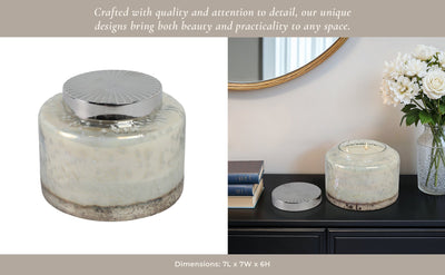 7" 71 Oz Lavender Speckle Lidded Candle, Lt Blue/s - Al Rugaib Furniture