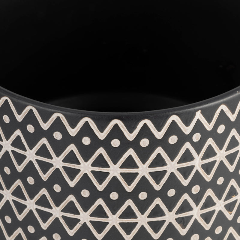 7" ABSTRACT PLANTER ON STAND, BLACK - Al Rugaib Furniture