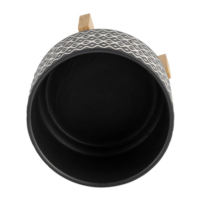 7" ABSTRACT PLANTER ON STAND, BLACK - Al Rugaib Furniture