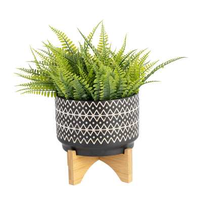 7" ABSTRACT PLANTER ON STAND, BLACK - Al Rugaib Furniture