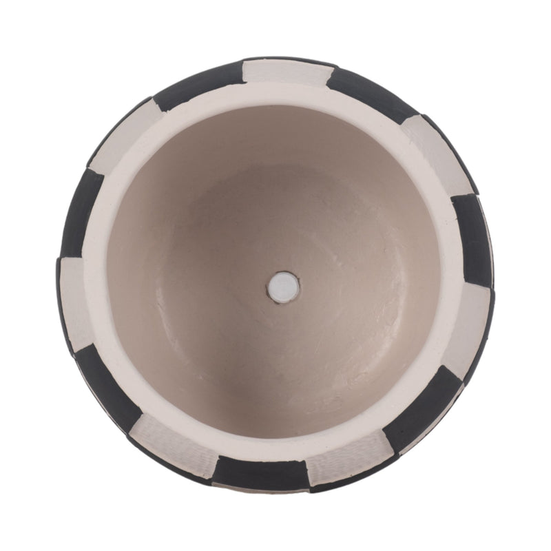 7" Checkerboard Rounded Planter, Black/white - Al Rugaib Furniture