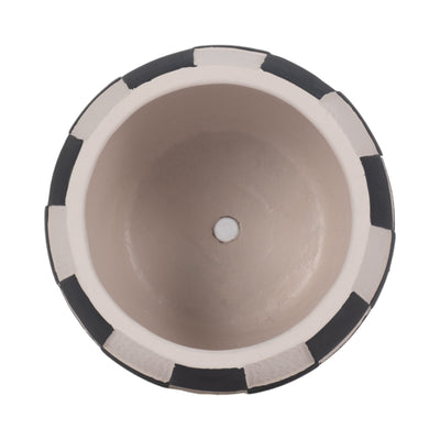 7" Checkerboard Rounded Planter, Black/white - Al Rugaib Furniture