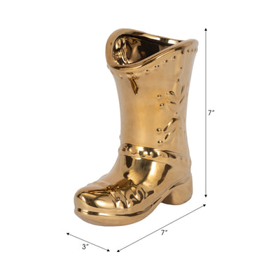 7" Cowboy Boot Vase, Gold - Al Rugaib Furniture