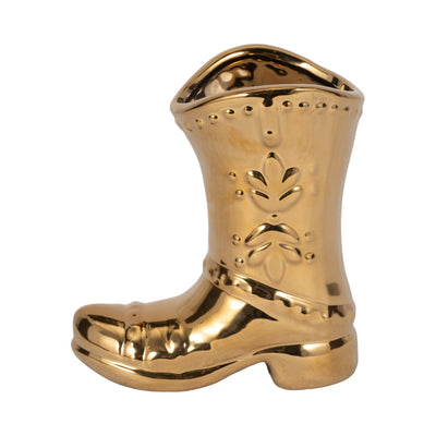7" Cowboy Boot Vase, Gold - Al Rugaib Furniture