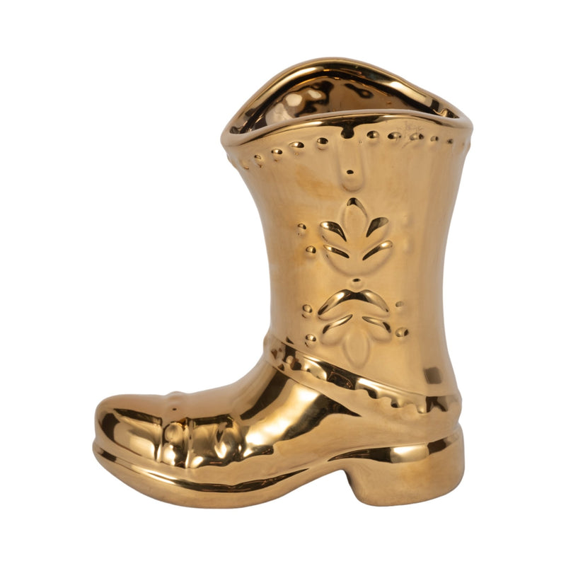7" Cowboy Boot Vase, Gold - Al Rugaib Furniture