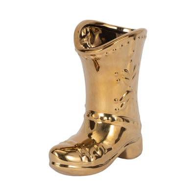 7" Cowboy Boot Vase, Gold - Al Rugaib Furniture