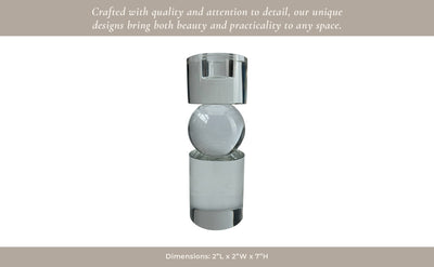 7" Crystal Candle Holder, Clear - Al Rugaib Furniture
