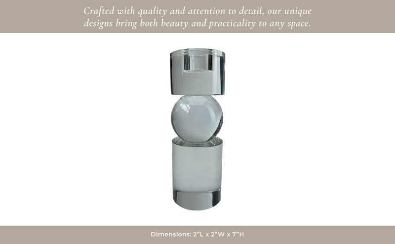 7" Crystal Candle Holder, Clear - Al Rugaib Furniture