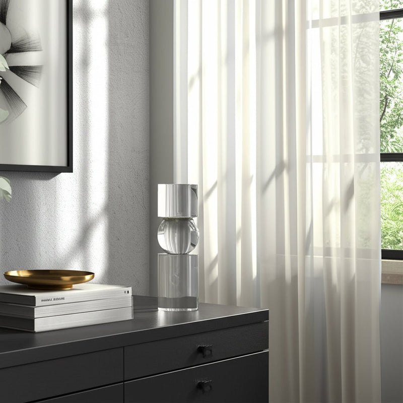 7" Crystal Candle Holder, Clear - Al Rugaib Furniture