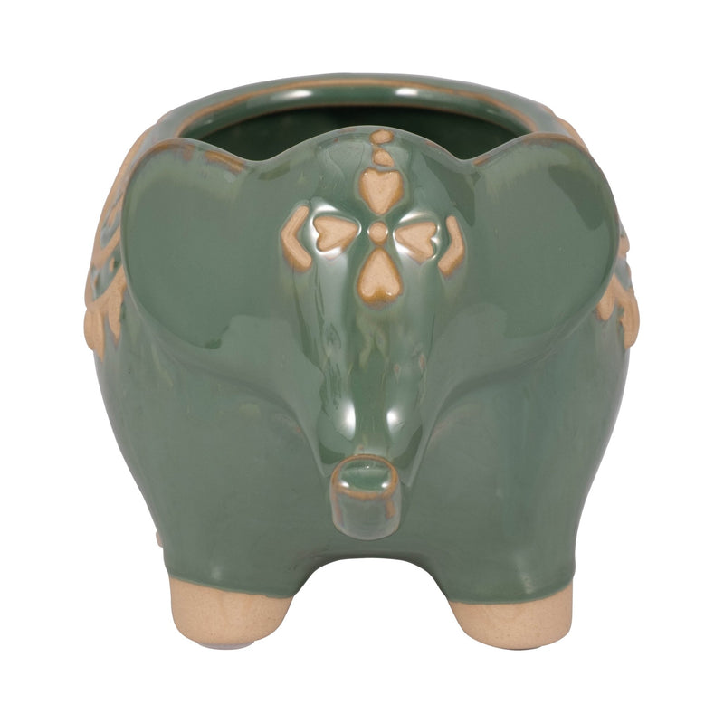 7" Elephant Planter, Green - Al Rugaib Furniture