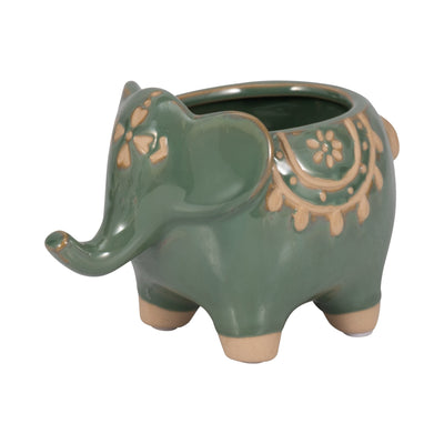 7" Elephant Planter, Green - Al Rugaib Furniture