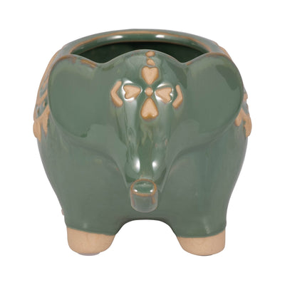 7" Elephant Planter, Green - Al Rugaib Furniture