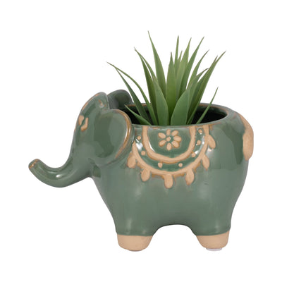 7" Elephant Planter, Green - Al Rugaib Furniture