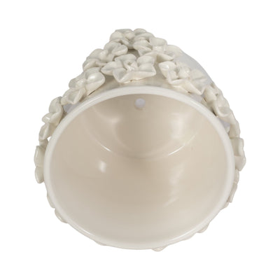 7" Floral Applique Planter, Ivory - Al Rugaib Furniture