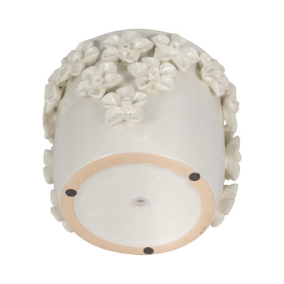7" Floral Applique Planter, Ivory - Al Rugaib Furniture