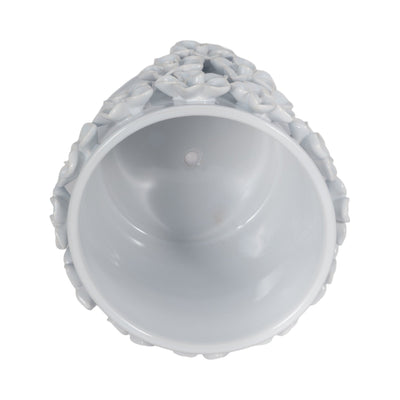 7" Floral Applique Planter, White - Al Rugaib Furniture