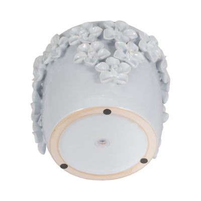 7" Floral Applique Planter, White - Al Rugaib Furniture