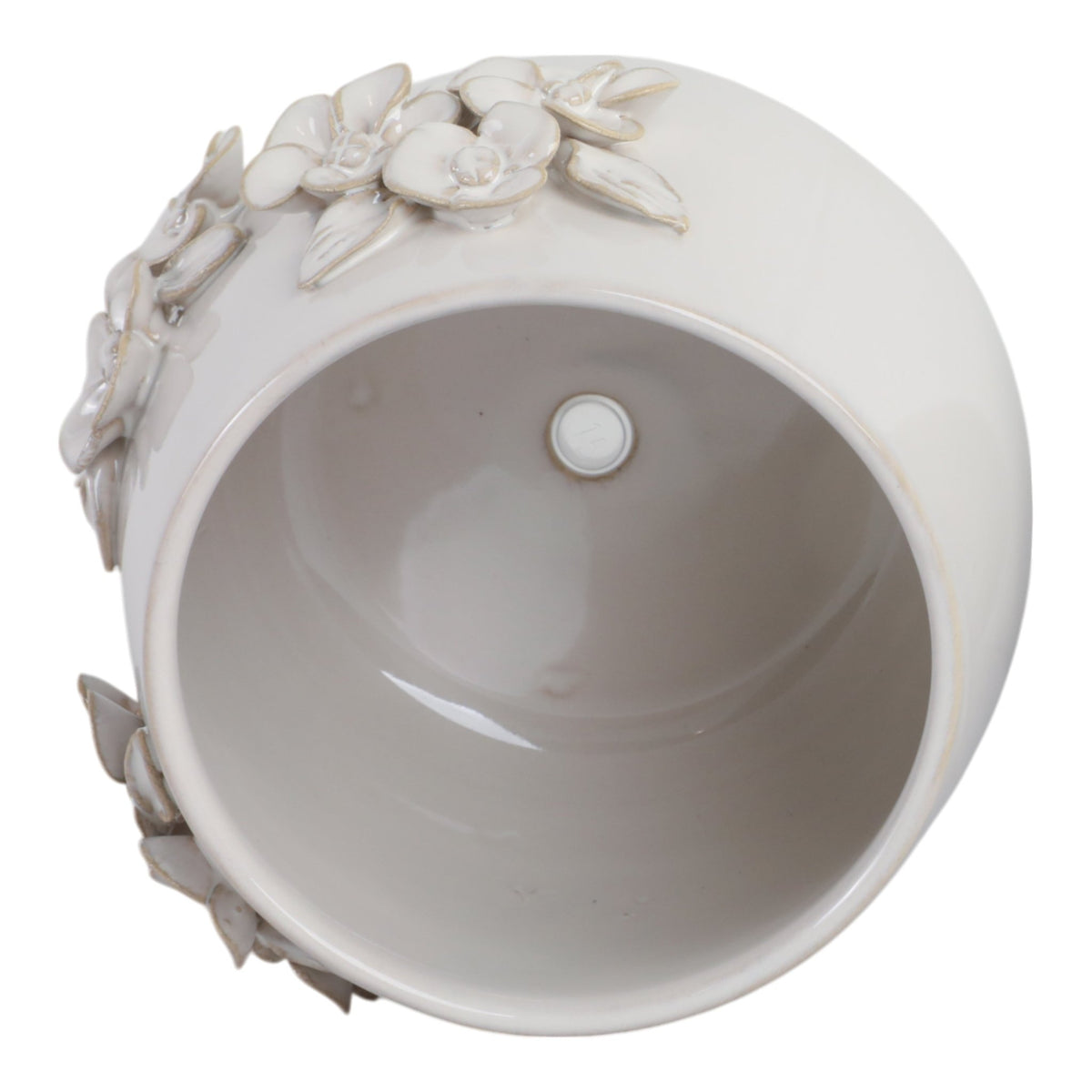7" FLOWER BUNCHES APPLIQUE PLANTER, IVORY Planter| Sagebrook Home