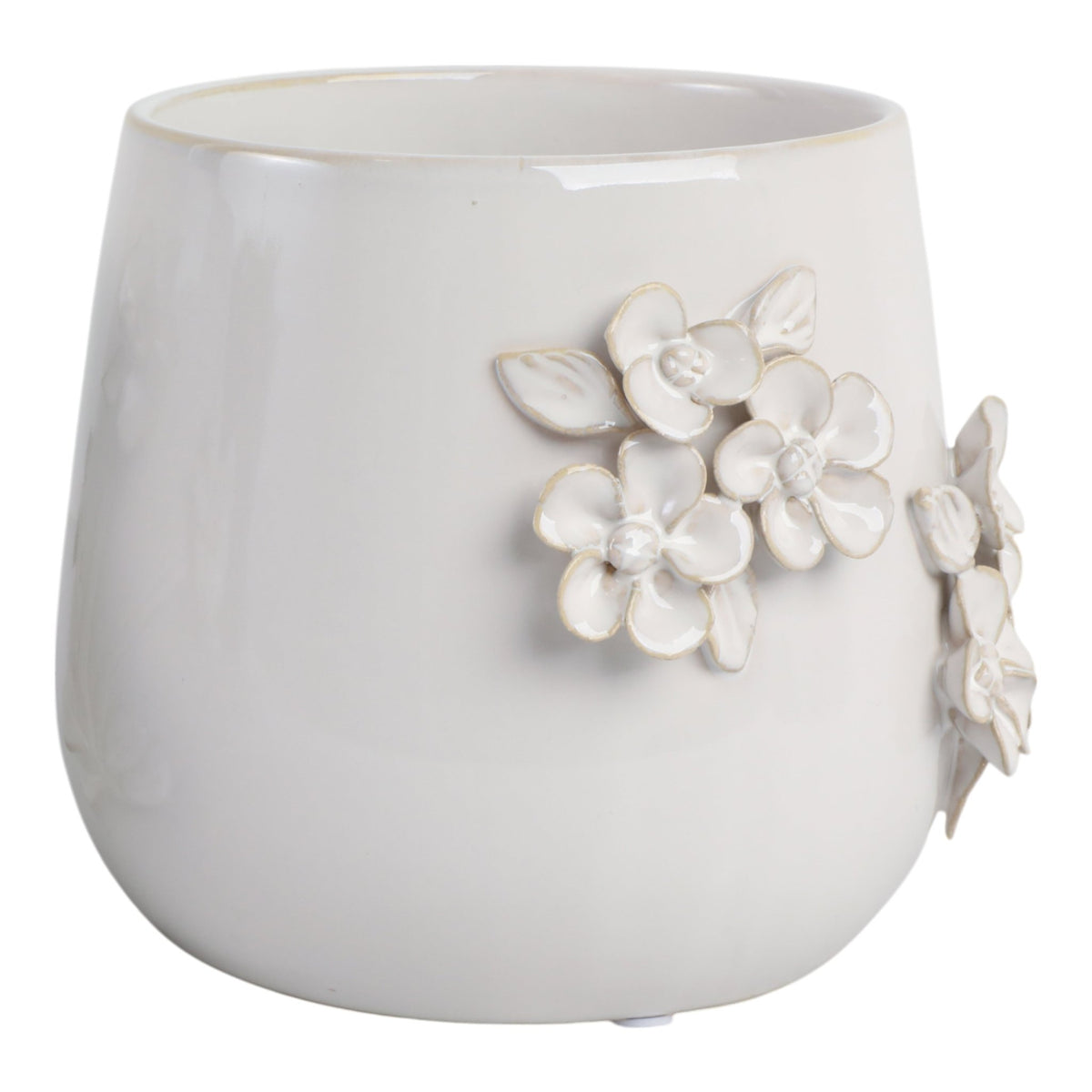 7" FLOWER BUNCHES APPLIQUE PLANTER, IVORY Planter| Sagebrook Home