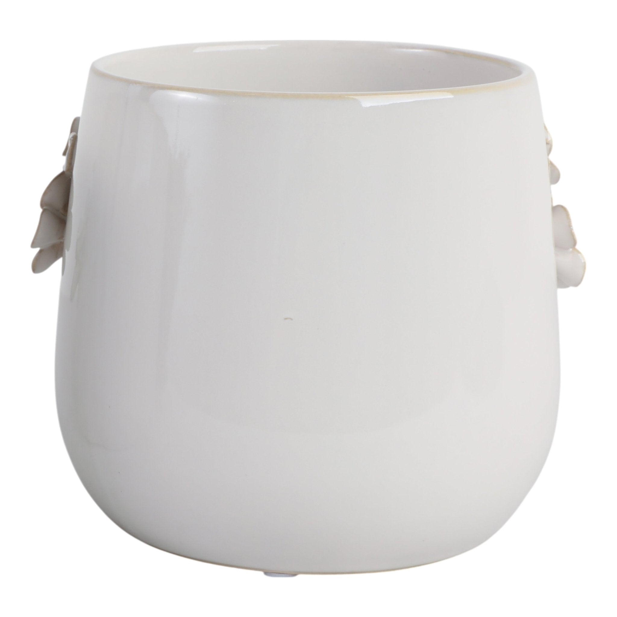 7" FLOWER BUNCHES APPLIQUE PLANTER, IVORY Planter| Sagebrook Home