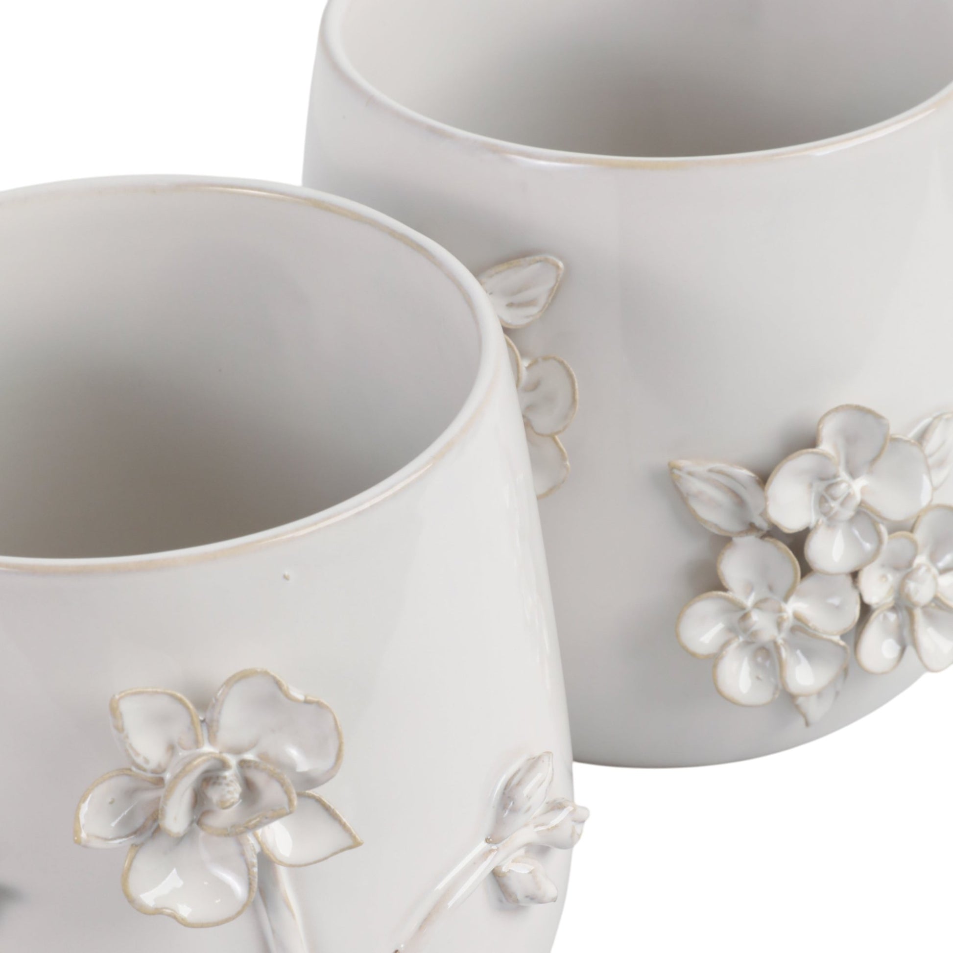 7" FLOWER BUNCHES APPLIQUE PLANTER, IVORY Planter| Sagebrook Home