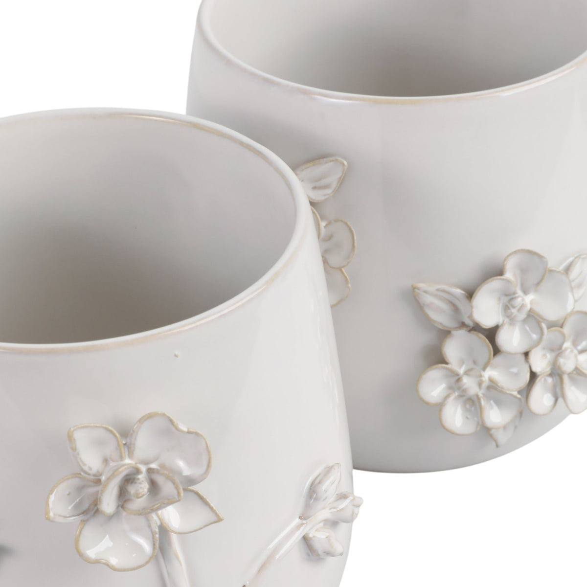 7" FLOWER BUNCHES APPLIQUE PLANTER, IVORY Planter| Sagebrook Home