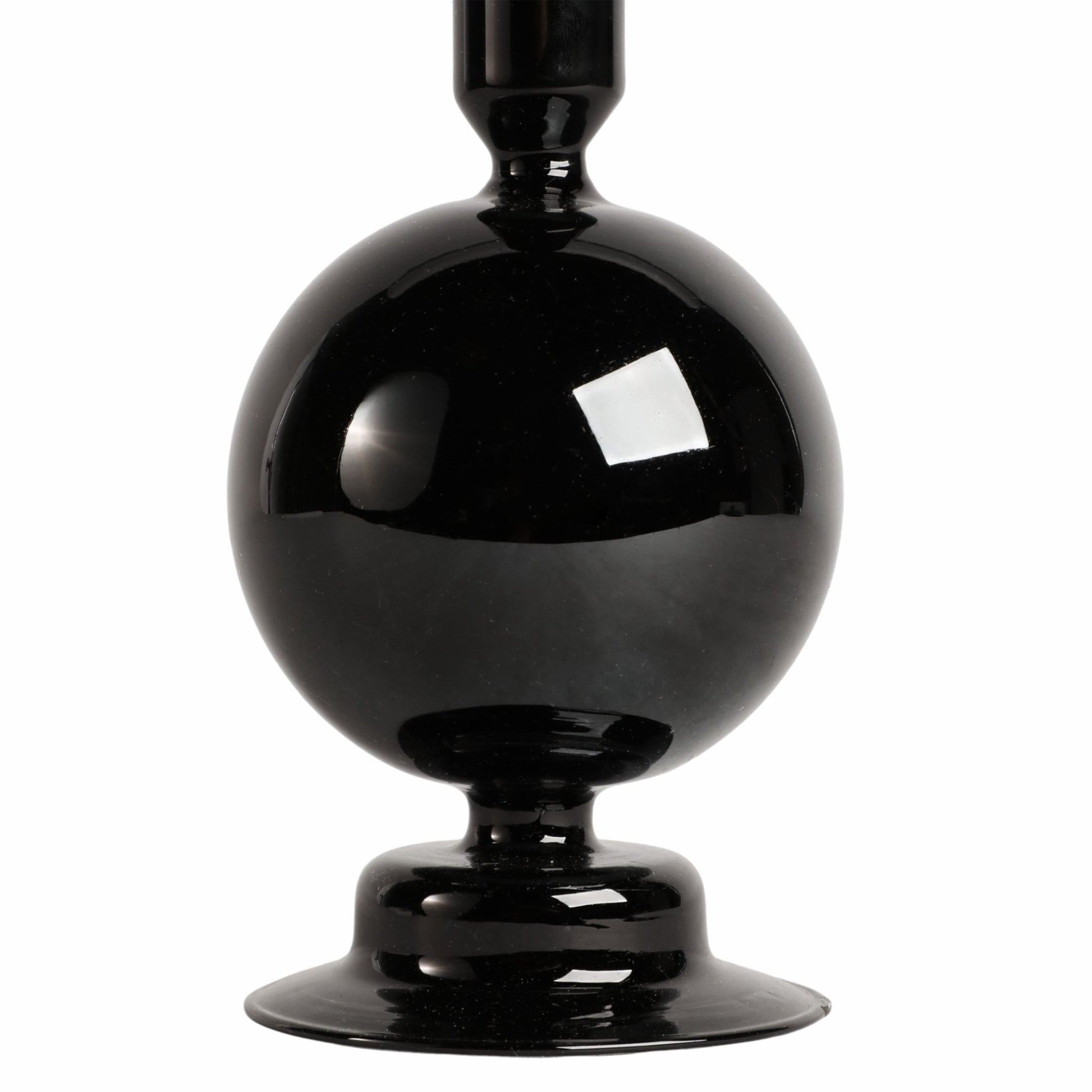 7" GLASS BUBBLE TAPER CANDLE HOLDER, BLACK Candle Holders| Sagebrook Home