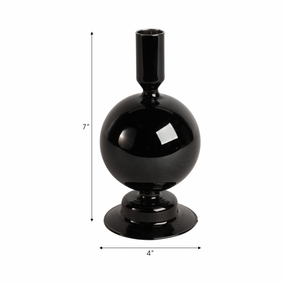 7" GLASS BUBBLE TAPER CANDLE HOLDER, BLACK Candle Holders| Sagebrook Home