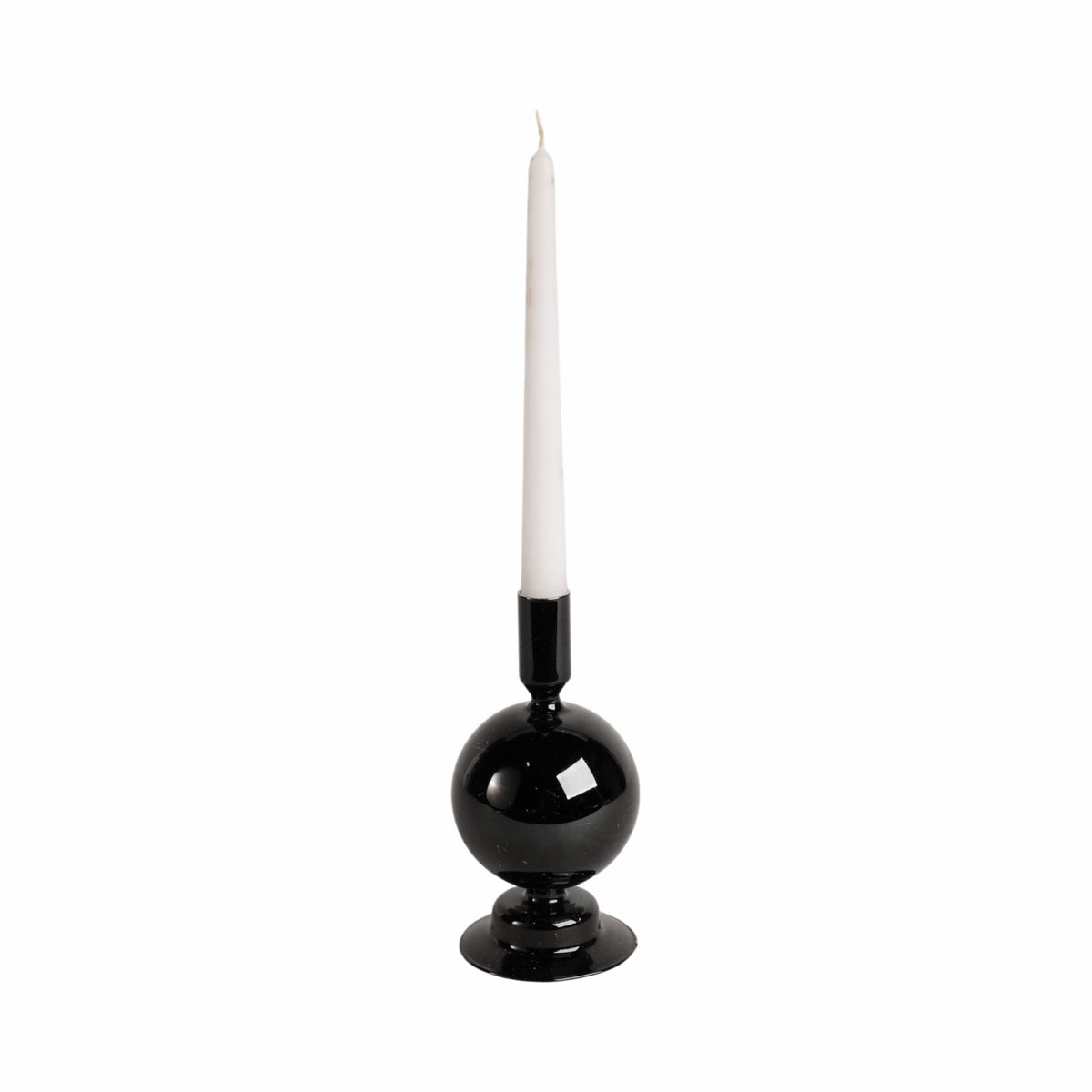 7" GLASS BUBBLE TAPER CANDLE HOLDER, BLACK Candle Holders| Sagebrook Home