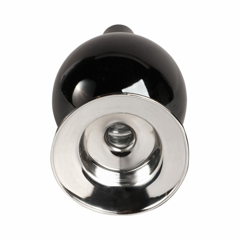 7" GLASS BUBBLE TAPER CANDLE HOLDER, BLACK - Al Rugaib Furniture