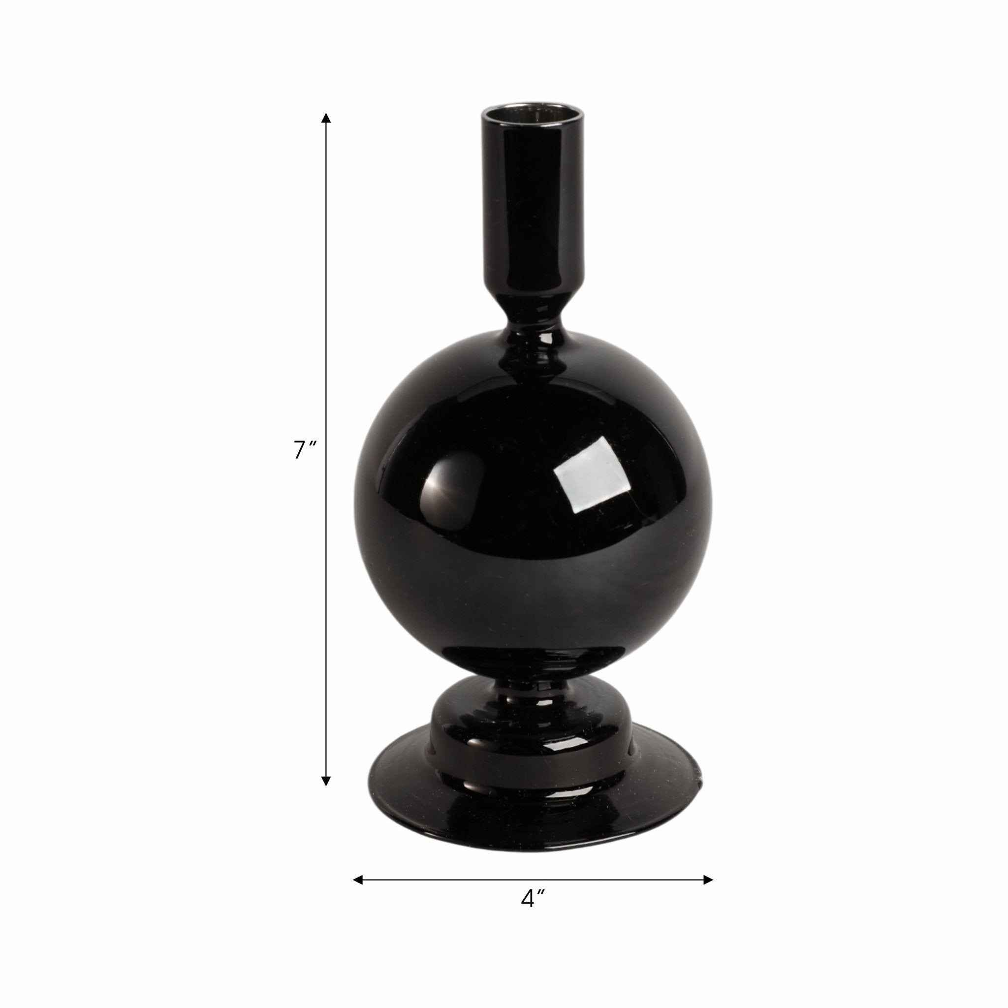 7" GLASS BUBBLE TAPER CANDLE HOLDER, BLACK Candle Holders| Sagebrook Home