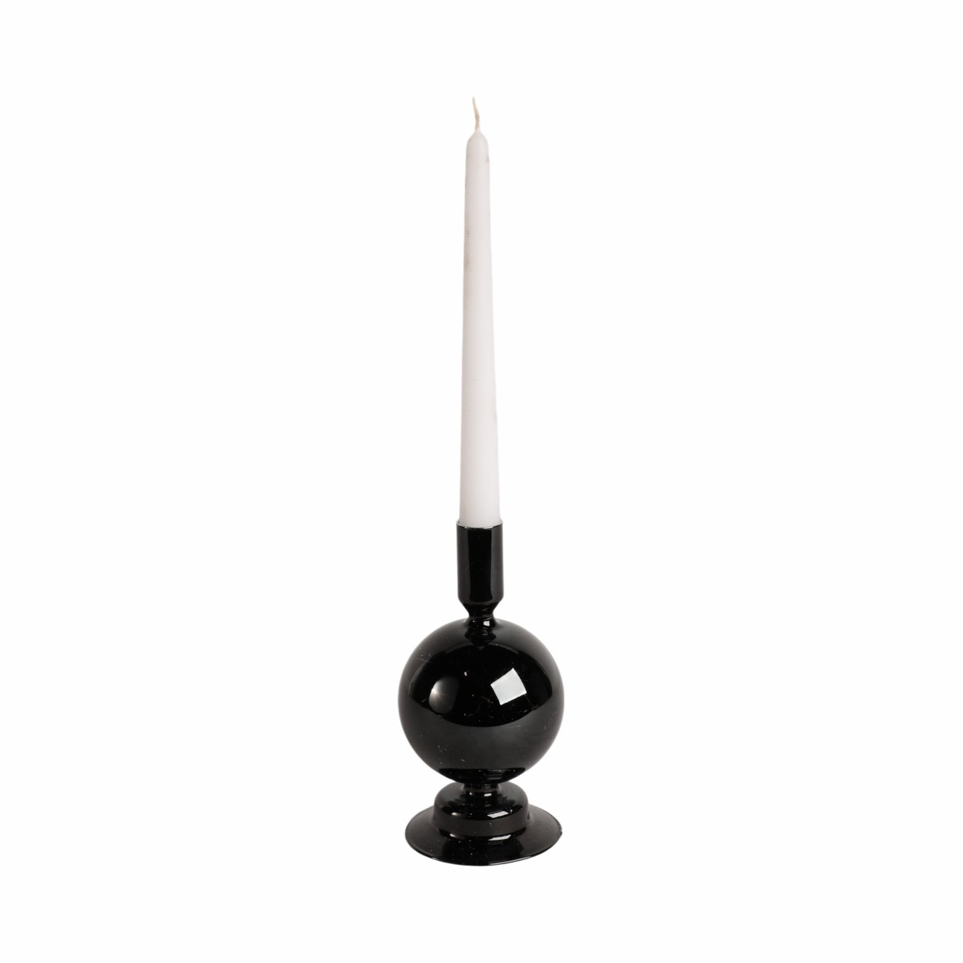 7" GLASS BUBBLE TAPER CANDLE HOLDER, BLACK Candle Holders| Sagebrook Home