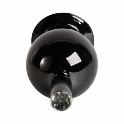 7" GLASS BUBBLE TAPER CANDLE HOLDER, BLACK - Al Rugaib Furniture