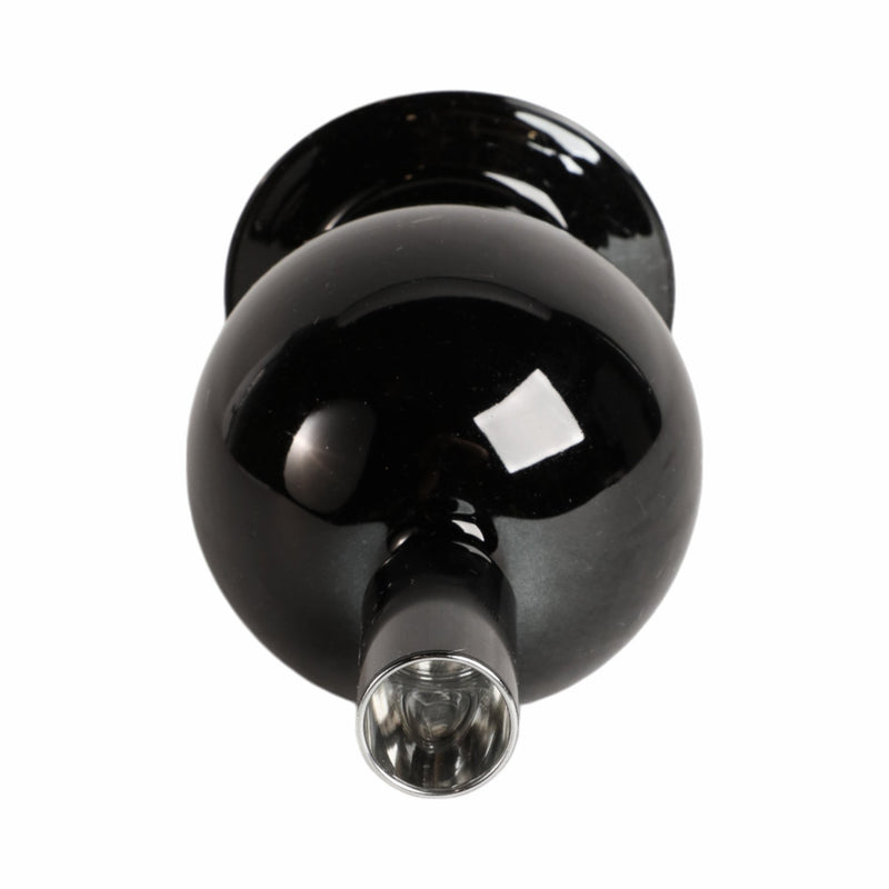 7" GLASS BUBBLE TAPER CANDLE HOLDER, BLACK - Al Rugaib Furniture