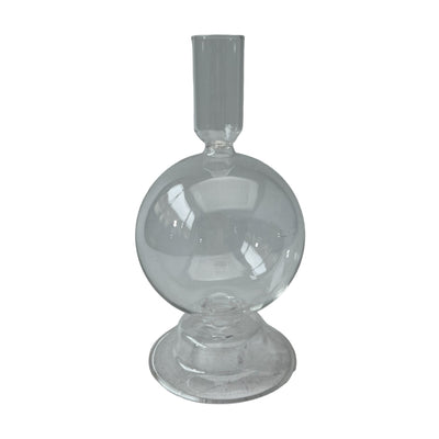 7" Glass Bubble Taper Candle Holder, Clear - Al Rugaib Furniture