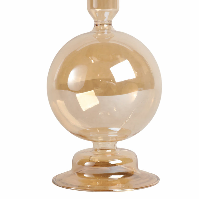 7" Glass Bubble Taper Candle Holder, Gold Luster - Al Rugaib Furniture