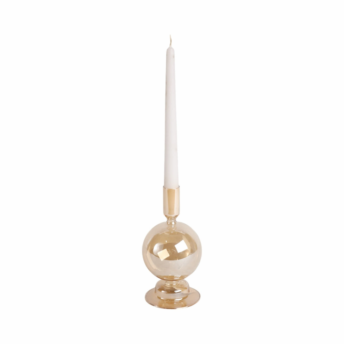 7" Glass Bubble Taper Candle Holder, Gold Luster Candle Holders| Sagebrook Home