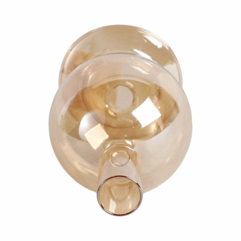 7" Glass Bubble Taper Candle Holder, Gold Luster - Al Rugaib Furniture