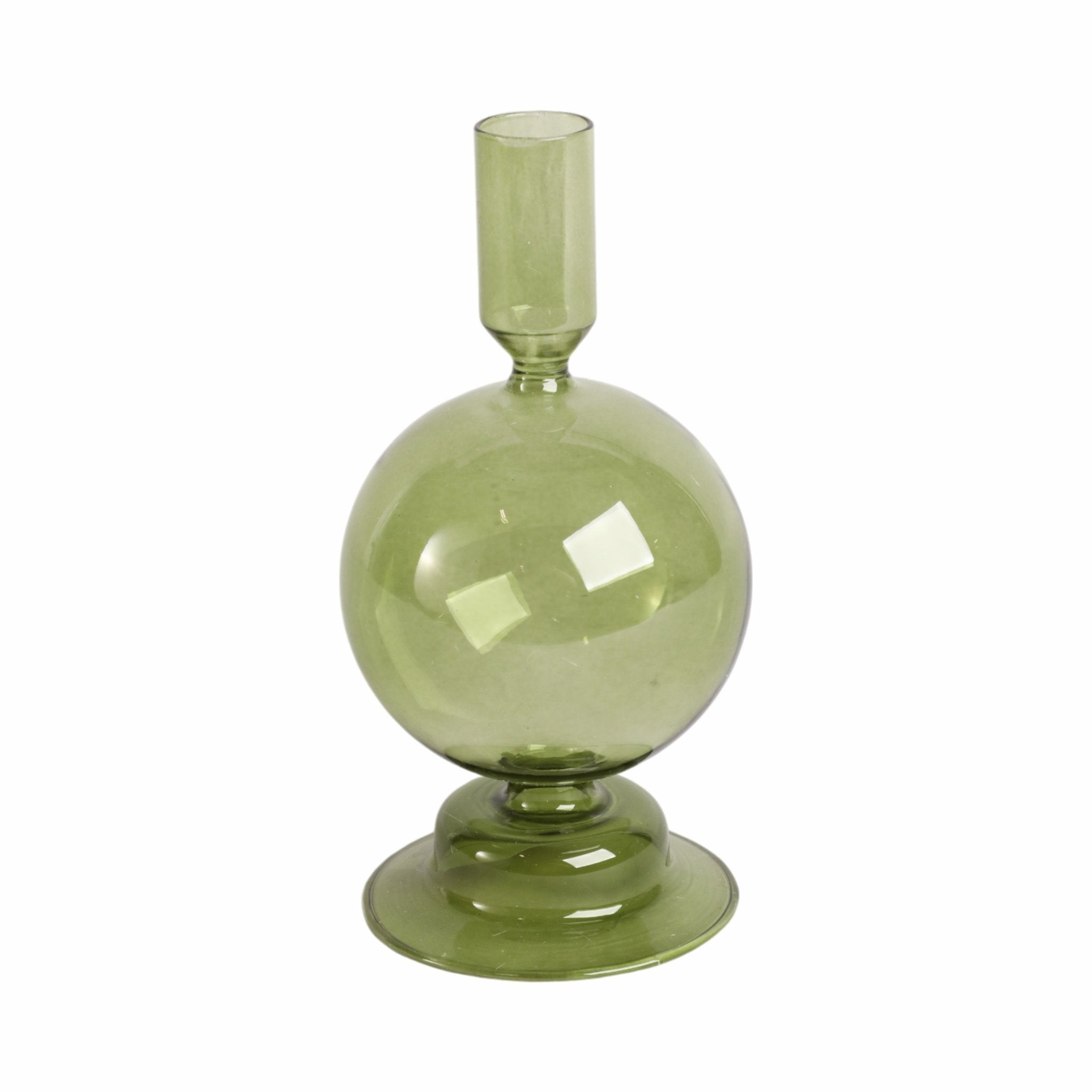 7" Glass Bubble Taper Candle Holder, Olive Candle Holders| Sagebrook Home