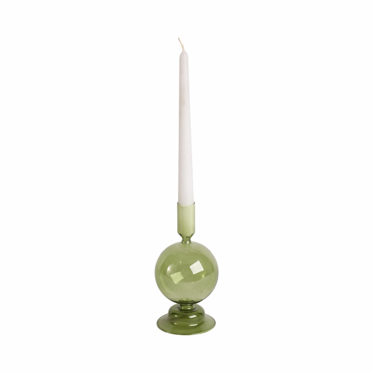 7" Glass Bubble Taper Candle Holder, Olive Candle Holders| Sagebrook Home