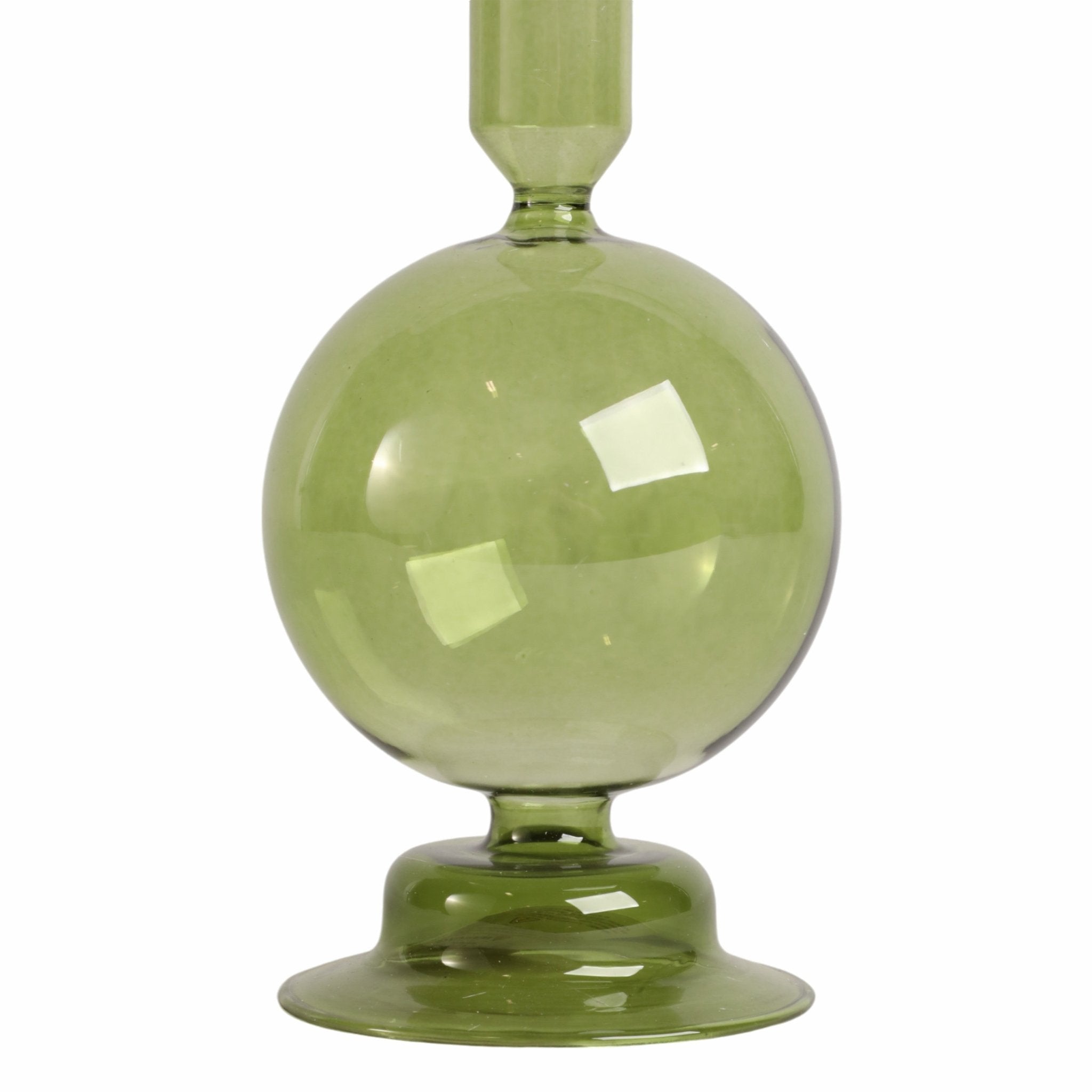 7" Glass Bubble Taper Candle Holder, Olive Candle Holders| Sagebrook Home