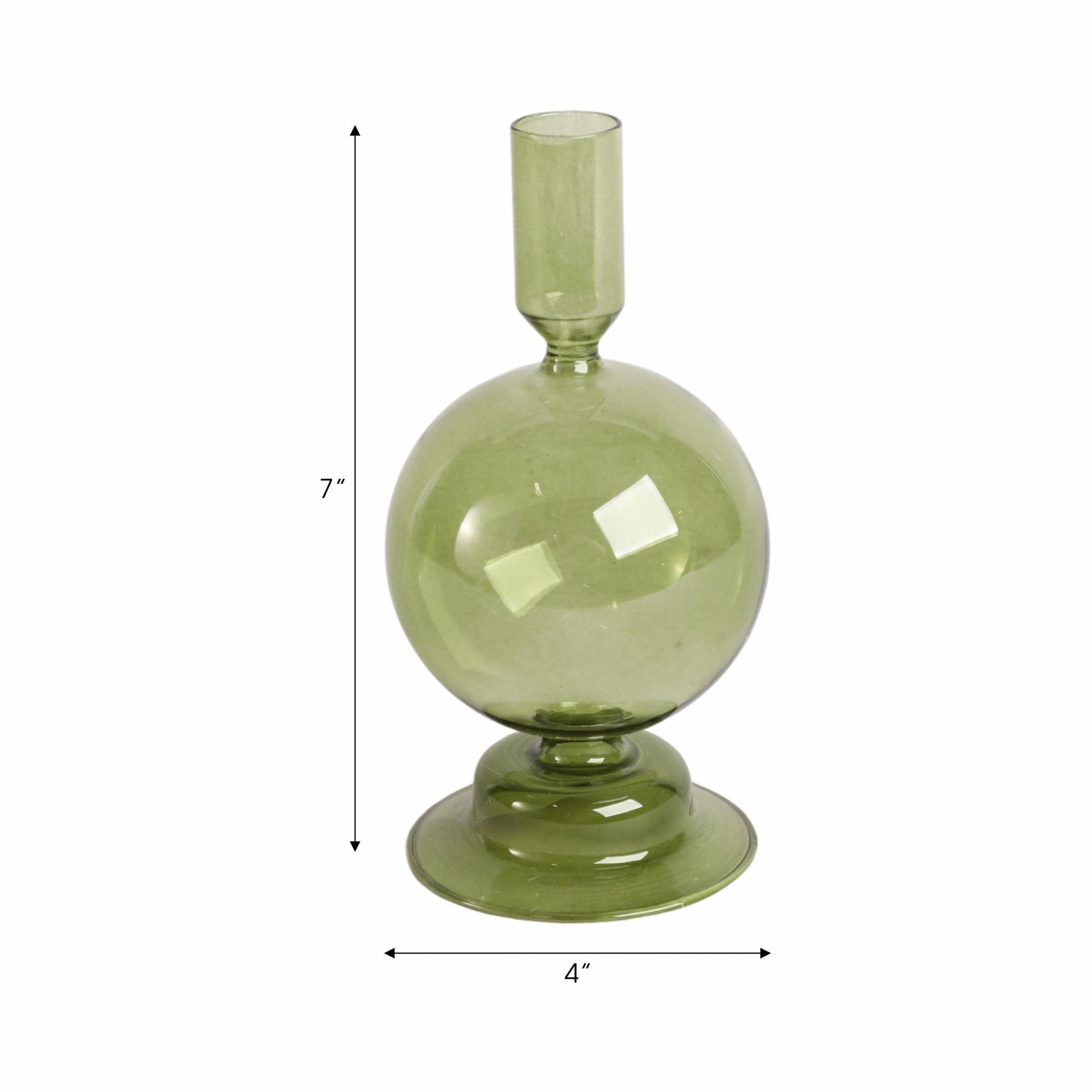 7" Glass Bubble Taper Candle Holder, Olive Candle Holders| Sagebrook Home